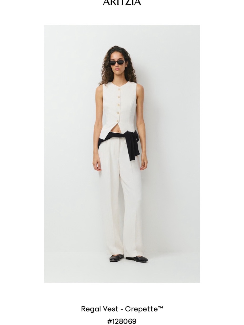 Aritzia Wilfred Regal Vest White Button Front Size 00